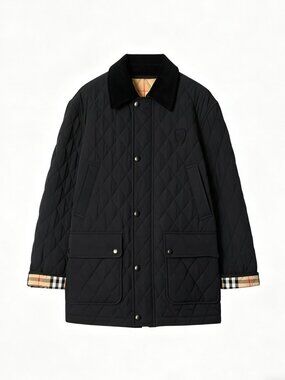 Burberry Women’s Quilted Nylon Jacket Black Sand IP Check M 8096916